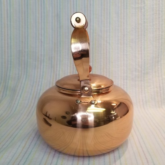 Vintage ? Old Dutch Solid Copper Tea Kettle Wood Handle Brass Made in Korea - Picture 6 of 12